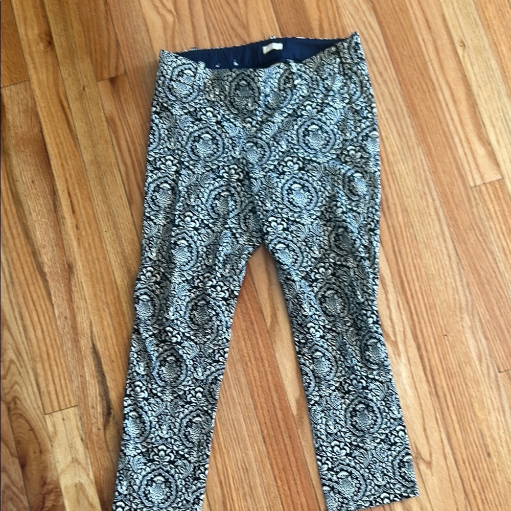 J. Crew Black and White Patterned Capris